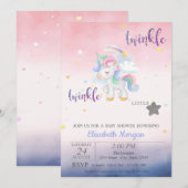 Twinkle Little Star Unicorn Baby shower Kaart (Voorkant / Achterkant)