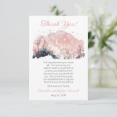 Twinkle Little Star Unicorn Pink Girl Baby shower Bedankkaart (Staand voorkant)