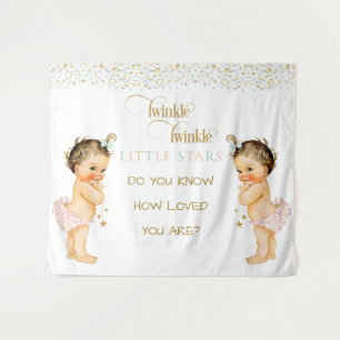 Twinkle Little Star Vintage Baby Tweeling Meisjes Wandkleed