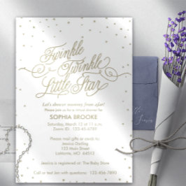 Twinkle Little Star Virtual Gold White-Baby shower Kaart