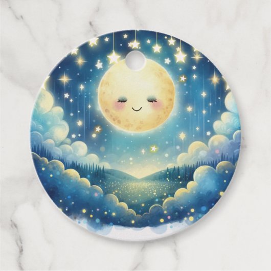 Twinkle Little Star Waterverf Baby shower Bedankjes Labels (Voorkant)