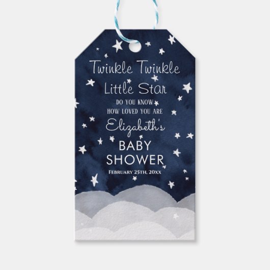 Twinkle Little Star Whimsical Baby shower Cadeaulabel (Voorkant)