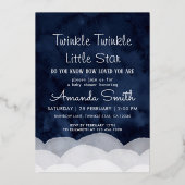 Twinkle Little Star Whimsical Baby shower Folie Uitnodiging (Voorkant)