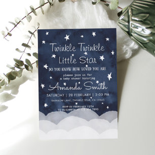 Twinkle Little Star Whimsical Baby shower Kaart
