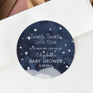 Twinkle Little Star Whimsical Baby shower Ronde Sticker