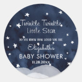 Twinkle Little Star Whimsical Baby shower Ronde Sticker (Voorkant)