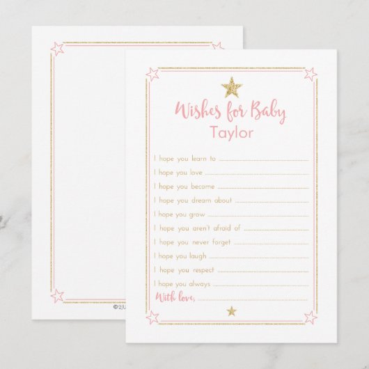Twinkle Little Star wil Baby Pink Gold Advieskaart (Voorkant / Achterkant)