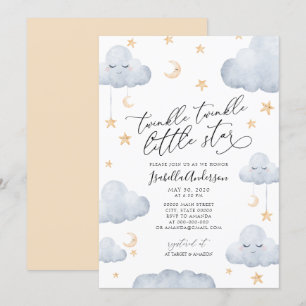 Twinkle Little Star Yellow Blue Baby shower Kaart