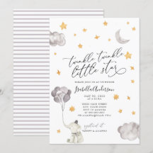 Twinkle Little Star Yellow Elephant Baby shower