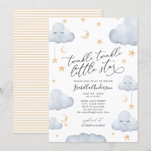 Twinkle Little Star Yellow Stripes Baby shower Kaart