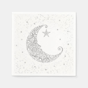 Twinkle Little Star Zilveren Maan Wit servet