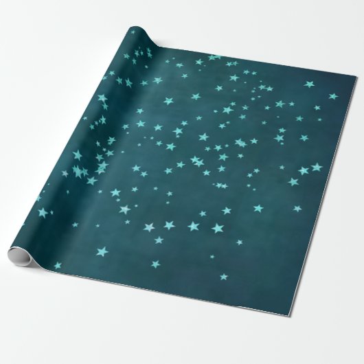 Twinkle Little Star | Zuinig Blauwgroen Baby showe Cadeaupapier (Uitgerold)