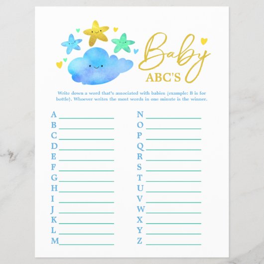 Twinkle Little StarABCs Party Game Baby shower Flyer (Voorkant)
