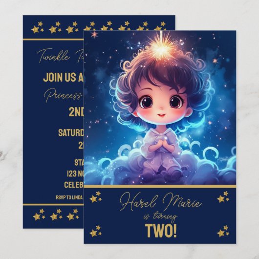 Twinkle Little Starry Prinses Meisje Verjaardag Kaart (Voorkant / Achterkant)