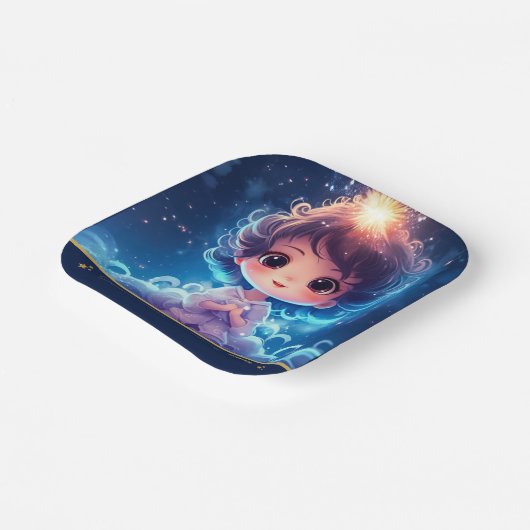 Twinkle Little Starry Prinses Meisje Verjaardag Papieren Bordje (Gebogen)