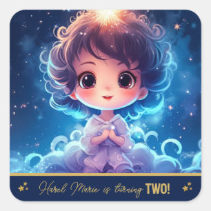 Twinkle Little Starry Prinses Meisje Verjaardag Vierkante Sticker
