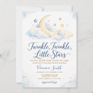 Twinkle Little Stars Blauwe Maan Wolk Baby Shower Kaart