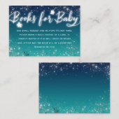 Twinkle Little Stars Blue Baby shower Book Request Informatiekaartje (Voorkant / Achterkant)