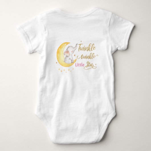 Twinkle Little Stars Elephant Crescent Moon Pink Romper (Achterkant)