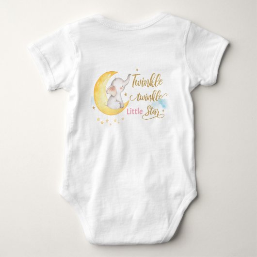 Twinkle Little Stars Elephant Crescent Moon Pink Romper (Achterkant)