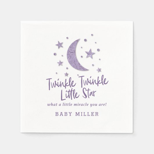 Twinkle Little Stars Lavendel Baby shower Servet (Voorkant)
