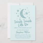 Twinkle Little Stars Mint Baby shower Kaart (Voorkant)