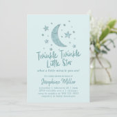 Twinkle Little Stars Mint Baby shower Kaart (Staand voorkant)