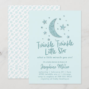 Twinkle Little Stars Mint Baby shower Kaart