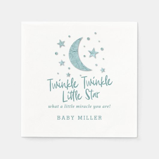 Twinkle Little Stars Mint Baby shower Servet (Voorkant)