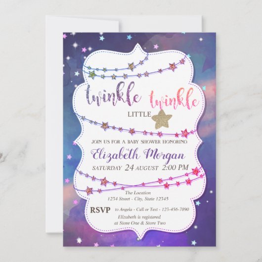 Twinkle Little Stars Paint Splash Baby shower Kaart (Voorkant)