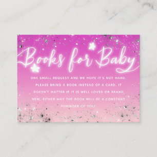 Twinkle Little Stars Pink Girl Shower Book Request Informatiekaartje