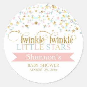 Twinkle Little Stars Tweeling Baby Shower Elke Kle Ronde Sticker