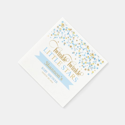 Twinkle Little Stars Twin Baby shower blauw & goud Servetten (Hoek)