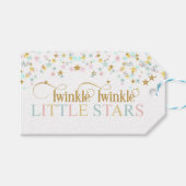 Twinkle Little Stars Twins Baby shower elke kleur Cadeaulabel (Voorkant (Horizontaal))