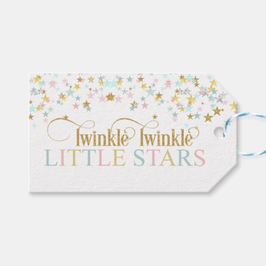 Twinkle Little Stars Twins Baby shower elke kleur Cadeaulabel (Voorkant (Horizontaal))