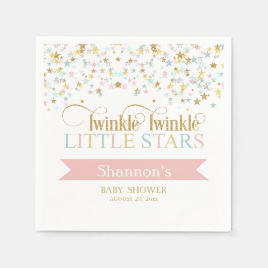 Twinkle Little Stars Twins Baby shower elke kleur Servetten (Voorkant)