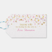 Twinkle Little Stars Twins Baby shower Pink Gold Cadeaulabel (Achterkant Horizontaal)
