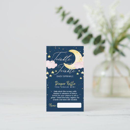 Twinkle Luier Raffle Budget Baby shower Informatiekaartje (Staand voorkant)