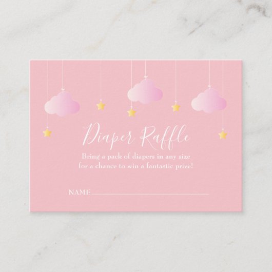 Twinkle Luier Raffle Roze Baby shower Informatiekaartje (Voorkant)