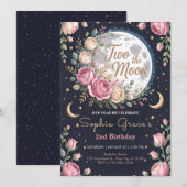 Twinkle Moon en Rozen 2e Verjaardag Kaart (Voorkant / Achterkant)