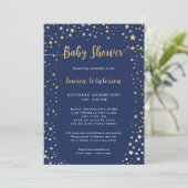 Twinkle Navy Gold Star-Baby shower Kaart (Staand voorkant)