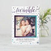 TWINKLE Paarse en Blauwgroen valssneeuw gechanteer Feestdagenkaart (Staand voorkant)