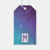 TWINKLE Paarse Waterverf Monogram & Blauwgroen Sta Cadeaulabel (Achterkant)