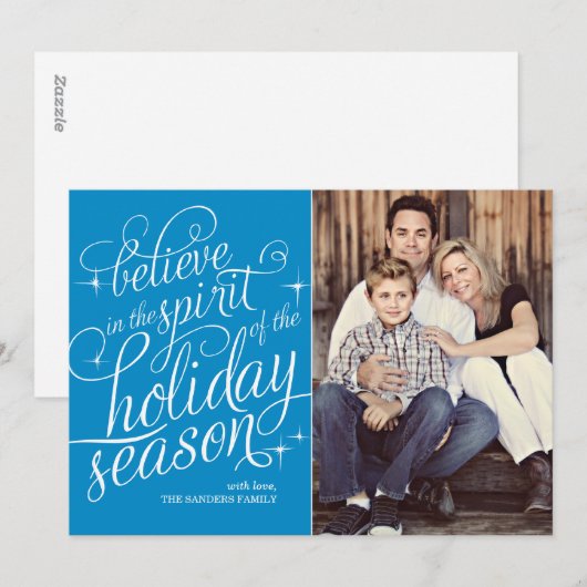 Twinkle Peacock Script Holiday-fotokaart Feestdagenkaart (Voorkant / Achterkant)