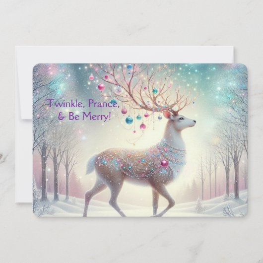 Twinkle, Prance & Be Merry Rendier Kerstkaart (Voorkant)