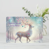 Twinkle, Prance & Be Merry Rendier Kerstkaart (Staand voorkant)