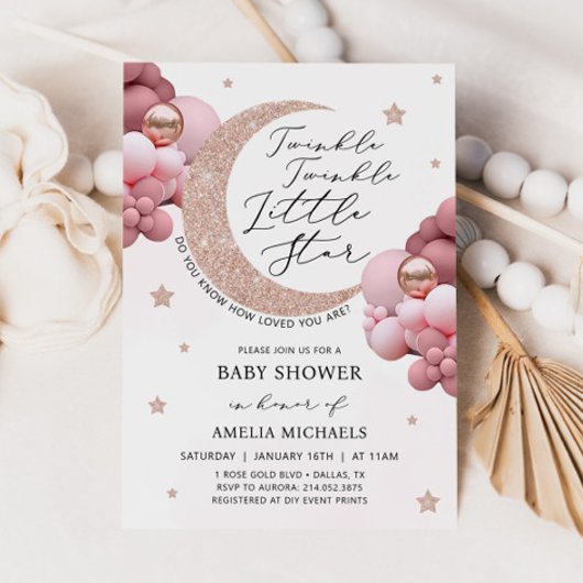 TWINKLE ROZE Baby shower en Sterren Kaart