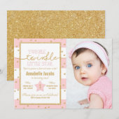 Twinkle Roze en Gouden Verjaardag Foto Kaart (Voorkant / Achterkant)
