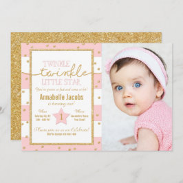 Twinkle Roze en Gouden Verjaardag Foto Kaart