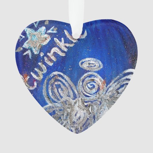 Twinkle Silver Angel Art Gift Holiday Ornament (voorkant)